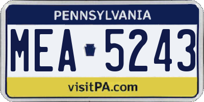 PA license plate MEA5243