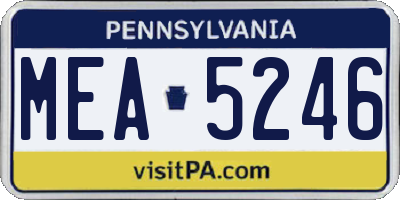 PA license plate MEA5246
