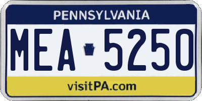 PA license plate MEA5250