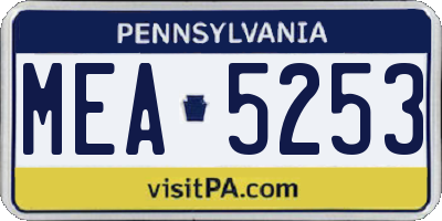 PA license plate MEA5253