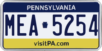 PA license plate MEA5254