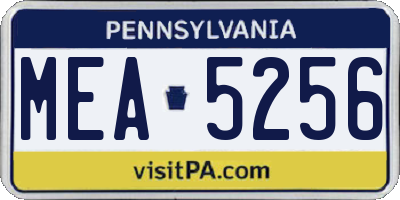 PA license plate MEA5256