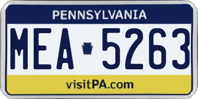 PA license plate MEA5263