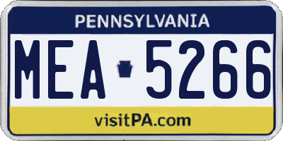 PA license plate MEA5266