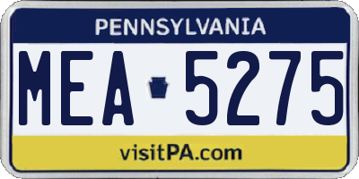 PA license plate MEA5275