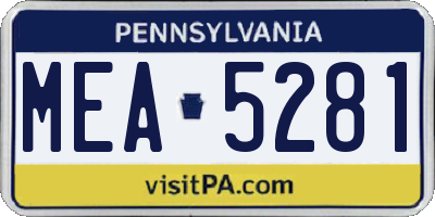 PA license plate MEA5281