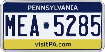 PA license plate MEA5285