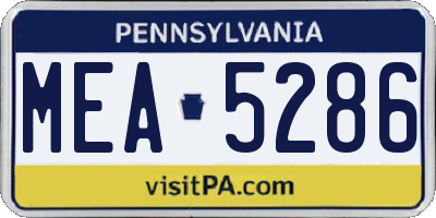 PA license plate MEA5286