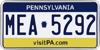 PA license plate MEA5292