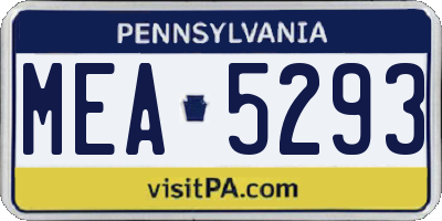 PA license plate MEA5293