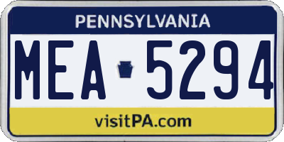 PA license plate MEA5294