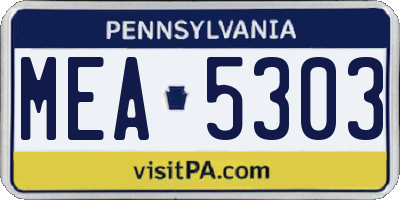 PA license plate MEA5303