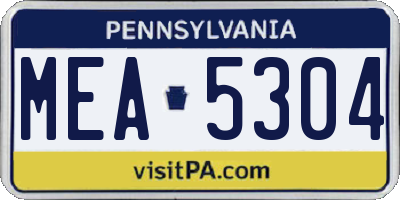 PA license plate MEA5304