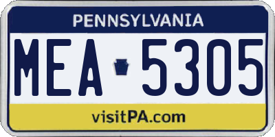 PA license plate MEA5305