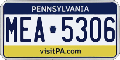 PA license plate MEA5306