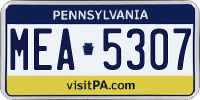 PA license plate MEA5307