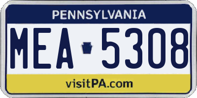 PA license plate MEA5308