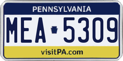 PA license plate MEA5309