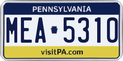 PA license plate MEA5310