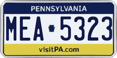 PA license plate MEA5323