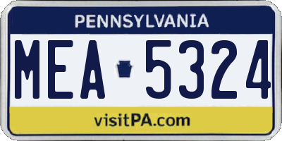 PA license plate MEA5324