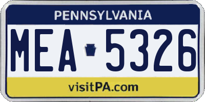 PA license plate MEA5326