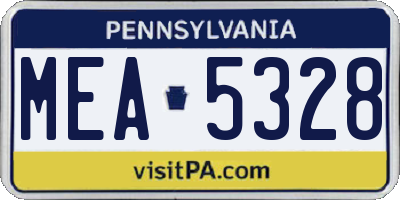 PA license plate MEA5328