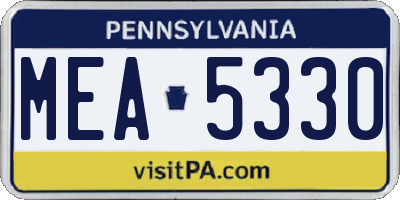 PA license plate MEA5330