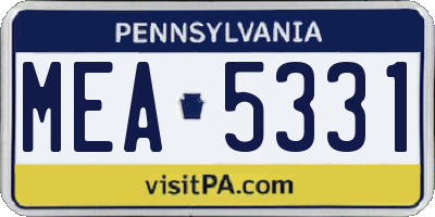 PA license plate MEA5331