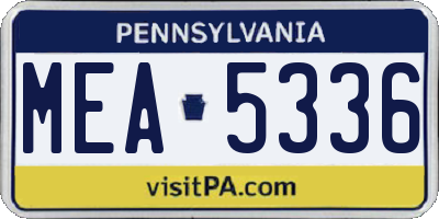 PA license plate MEA5336