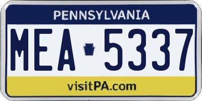 PA license plate MEA5337