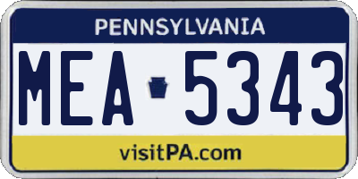 PA license plate MEA5343