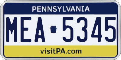 PA license plate MEA5345