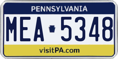 PA license plate MEA5348