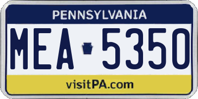 PA license plate MEA5350