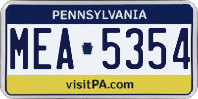 PA license plate MEA5354