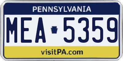 PA license plate MEA5359