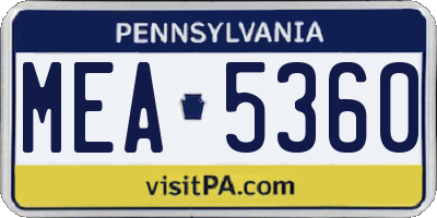 PA license plate MEA5360
