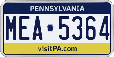 PA license plate MEA5364
