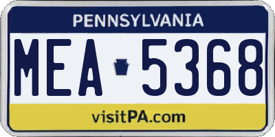 PA license plate MEA5368
