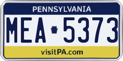 PA license plate MEA5373