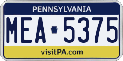 PA license plate MEA5375
