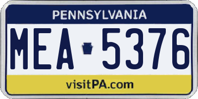 PA license plate MEA5376