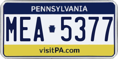 PA license plate MEA5377