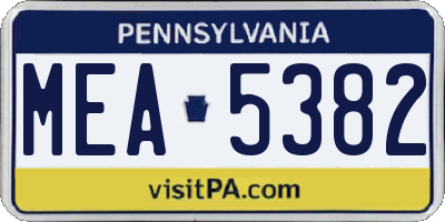 PA license plate MEA5382