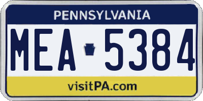 PA license plate MEA5384