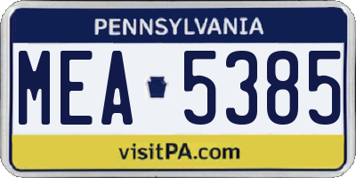 PA license plate MEA5385