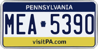 PA license plate MEA5390