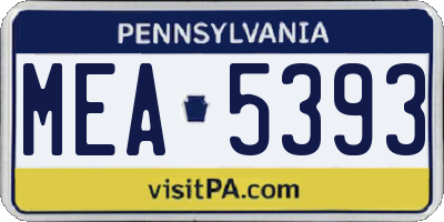 PA license plate MEA5393