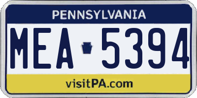 PA license plate MEA5394